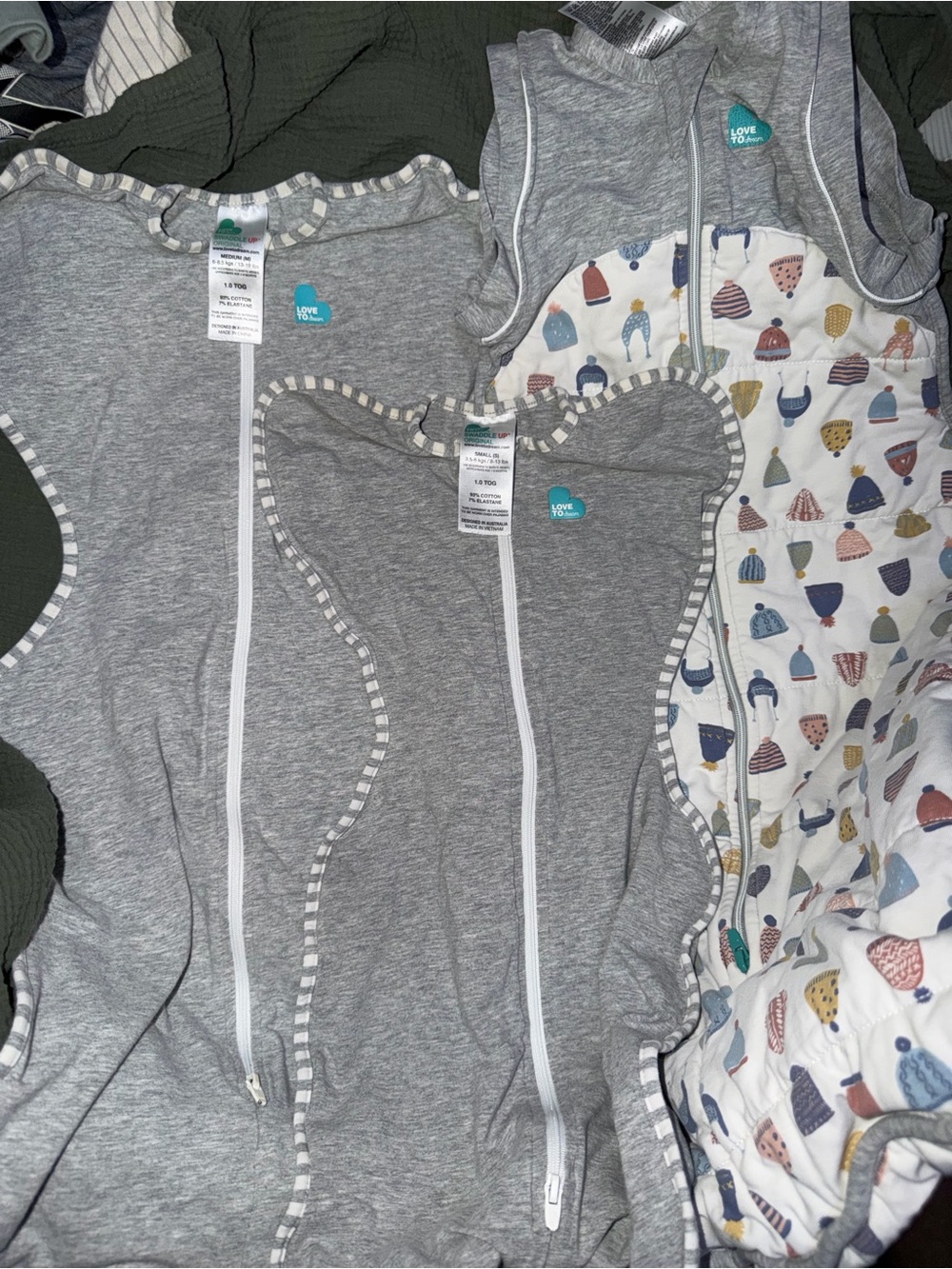 Love to dream Grey Swaddle One-Pieces Pack with Printed White Panel